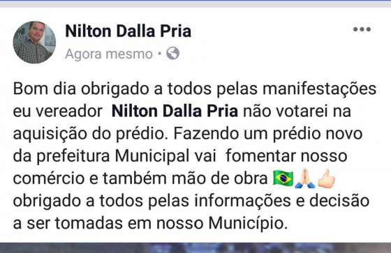 Niltinho anuncia voto