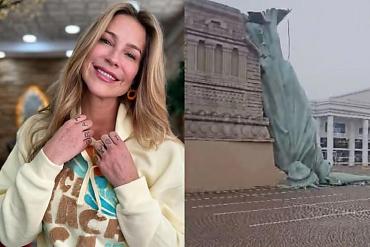 Luana Piovani festeja que de estátua da Havan 